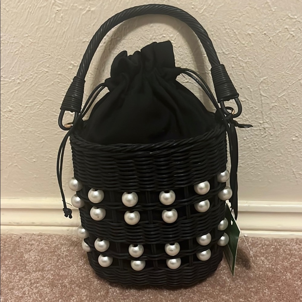 Kate Spade Black and White Mini Bag with Metallic Accents